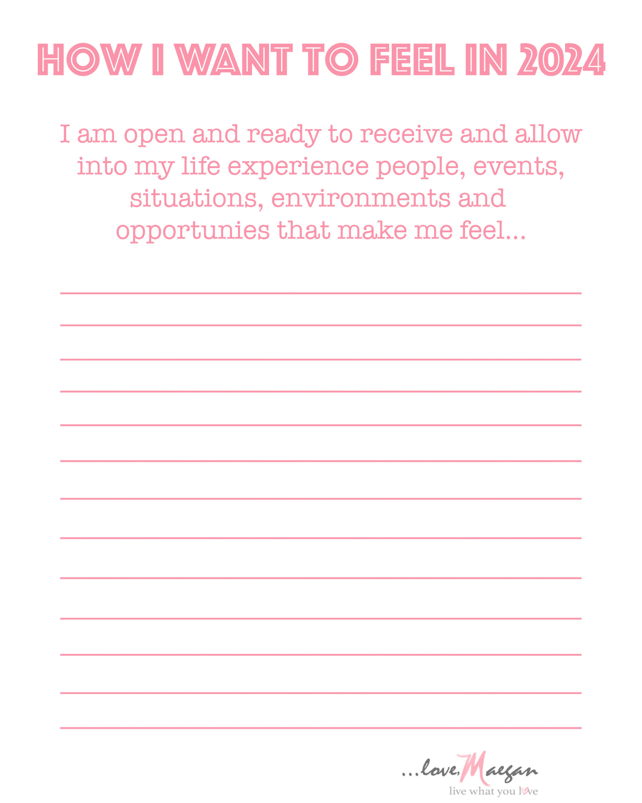 2024 Feelings template printable