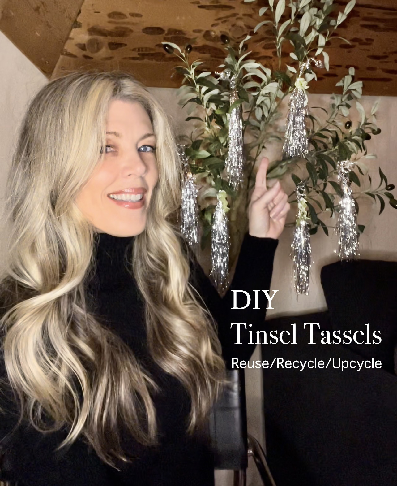 DIY silver tinsel tassels, love maegan diys