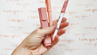 pastel pink markers I love you art canvas - self love experiment - pink pens