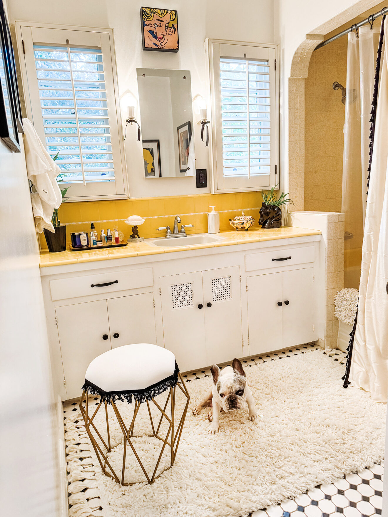 My Hollywood Regency 1940s Bathroom in Original Black & White & Yellow