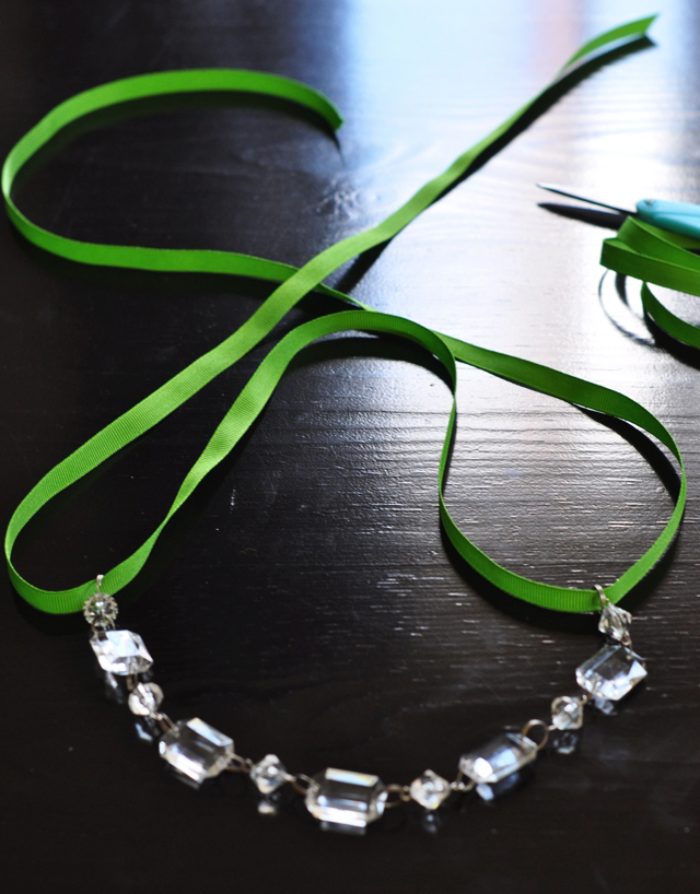 DIY Crystal and Ribbon Necklace