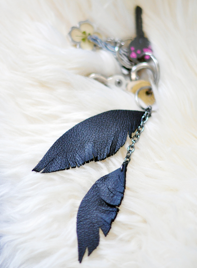 DIY Leather Feather Key Fob