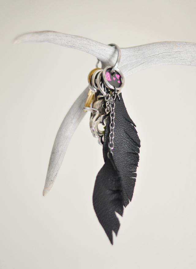 DIY Leather Feather Key Fob