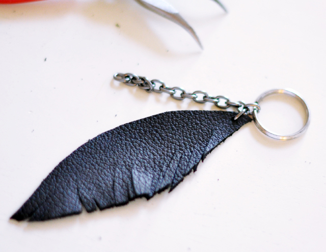 DIY Leather Feather Key Fob