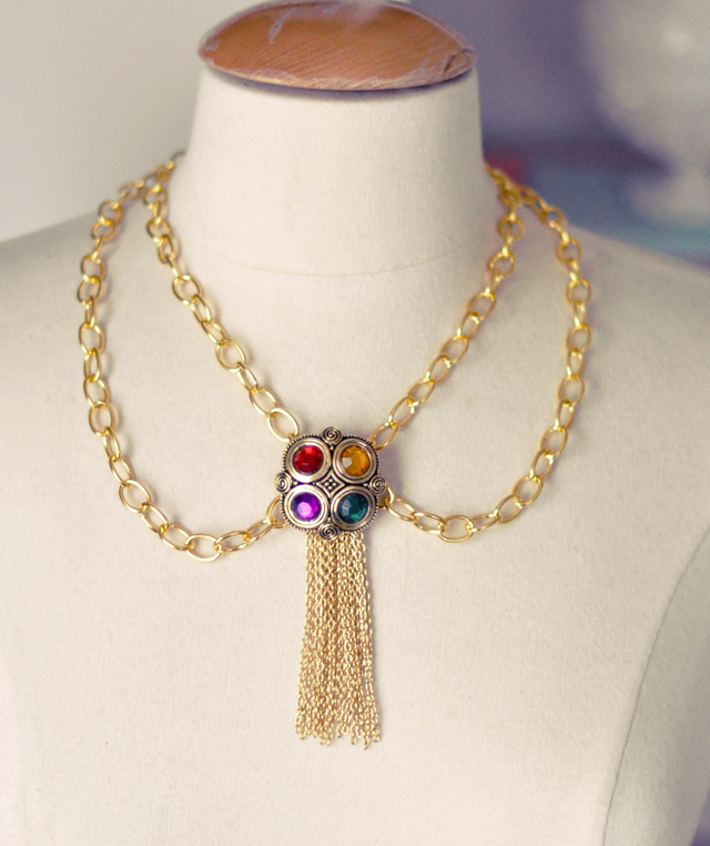 DIY Gold Bejeweled Tassel Necklace - 90s Chanel