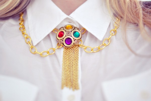 DIY Gold Bejeweled Tassel Necklace - 90s Chanel