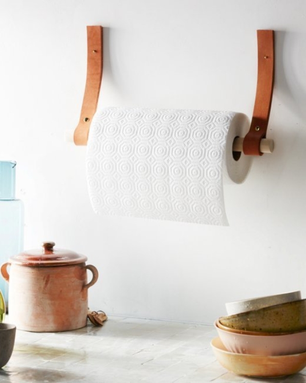 DIY Paper Towel Holder with Leather Straps