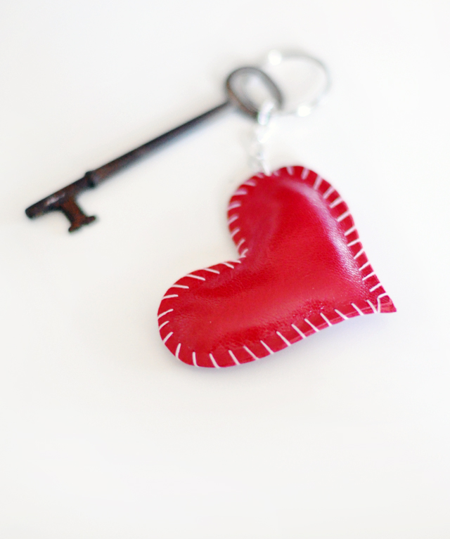 DIY leather heart key ring