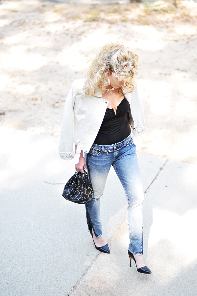 80s Sandra Dee_big curls_jeans_white leather biker-1