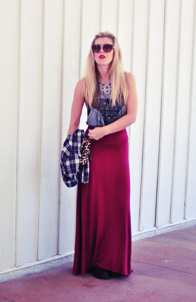 90s grunge-burgundy maxi skirt