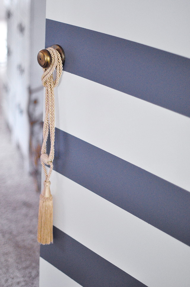 Bold Striped door_antiqued doorknob_vintage tassel