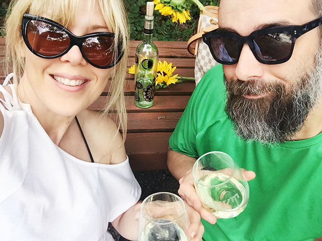 Couple selfie_ wine cheers