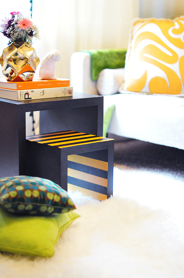 Crosswalk stripe nesting coffee tables