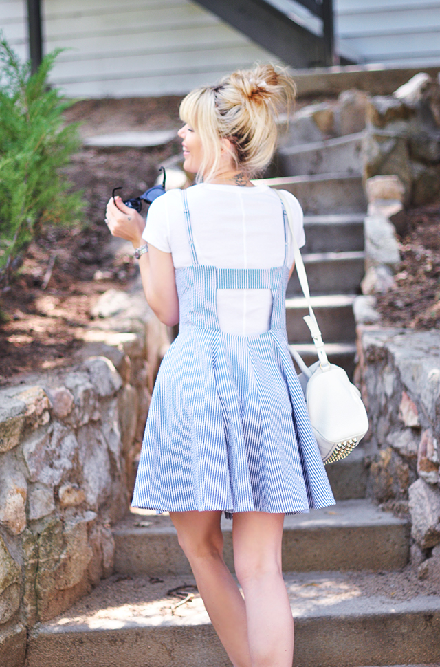 Cut out back summer dress with t-shirt under