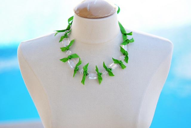 DIY Crystal Ribbon Necklace