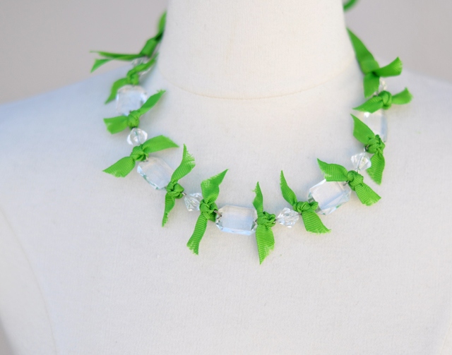 DIY Crystal Ribbon Necklace