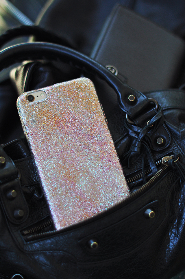 DIY Disco Glitter iPhone Case-Chanel wallet_Balenciaga bag