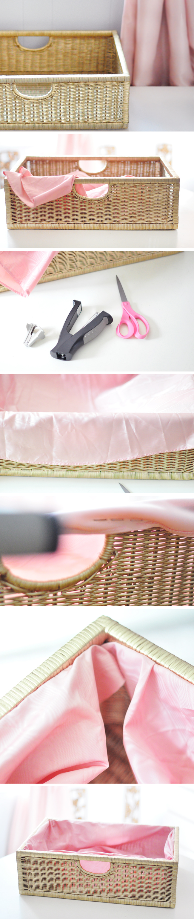 DIY Fabric Lined Basket_Pink and Gold