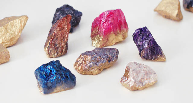 DIY Faux Crystals using rocks nail polish