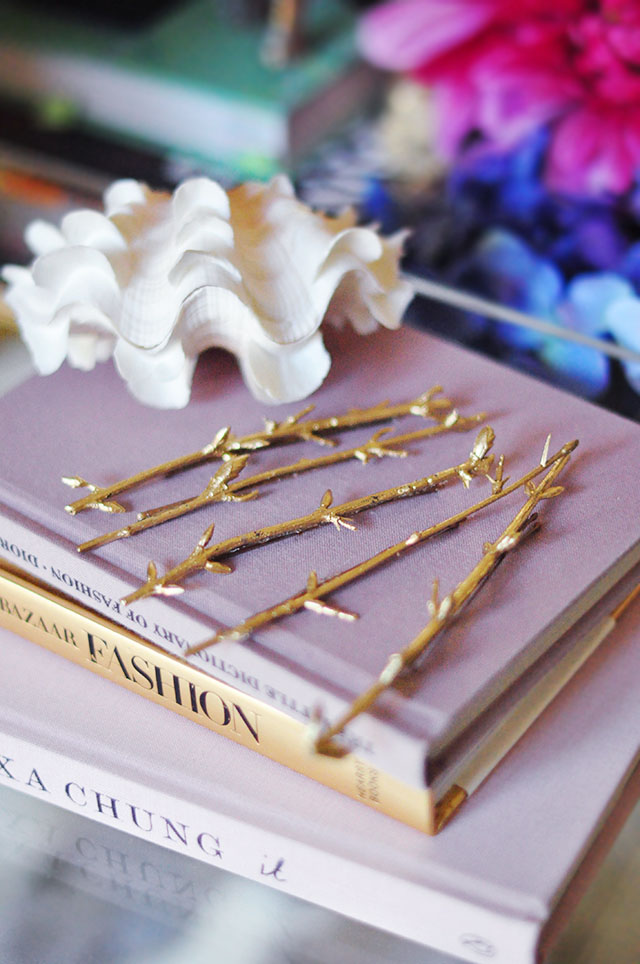 DIY Gold Branch hair pins _ fashion books