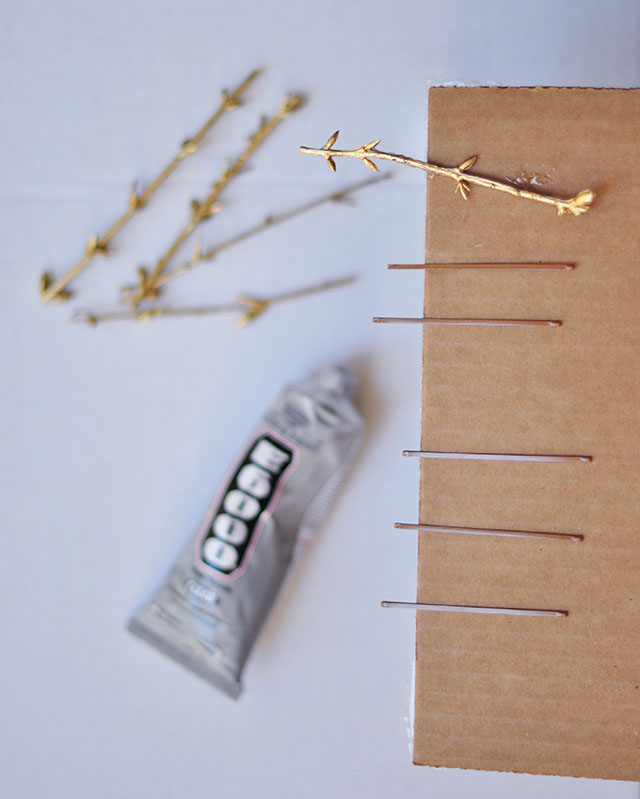 DIY Gold Branch hair pins_4