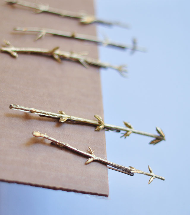 DIY Gold Branch hair pins_5