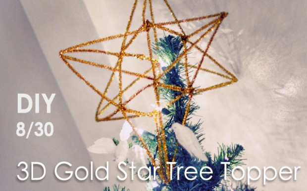 DIY Gold Star Tree Topper 3d pipe cleaners