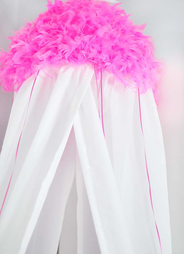 DIY Pink Feather Canopy for girls