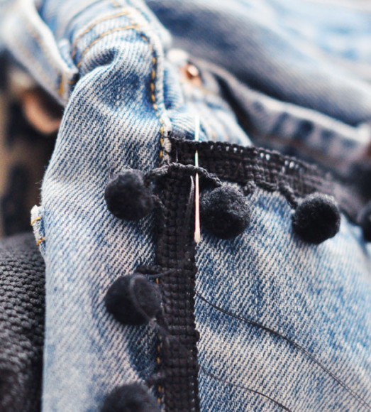 How to Make DIY Pom Pom Jeans with Vintage Levis | ...love Maegan