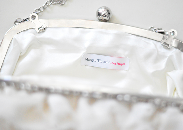 DIY romantic white Ruffled Wedding Clutch-with crystals