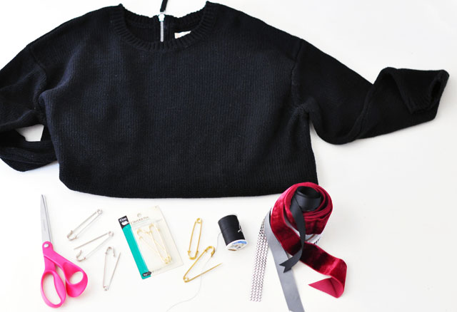 DIY Versace Inspired Big Pin Back Sweater-1