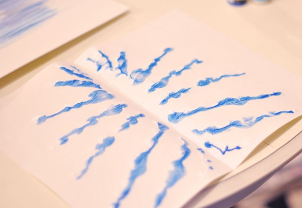 DIY blue and white art