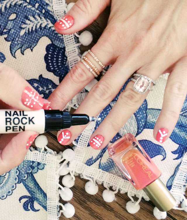 DIY dotted striped nails  with nail rock pen