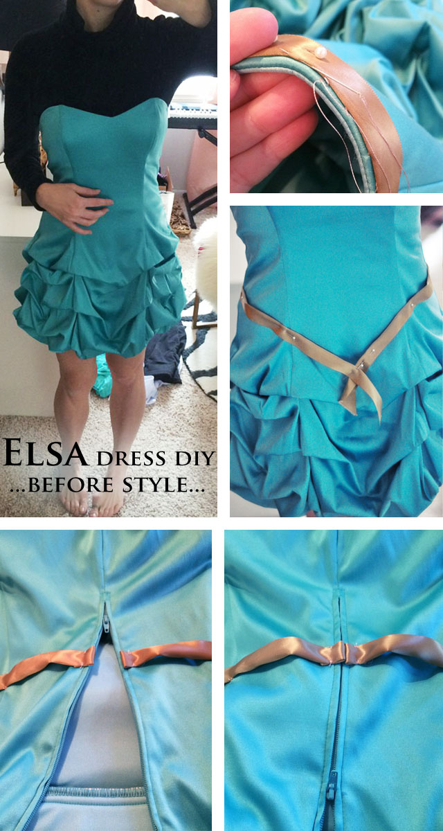 DIY elsa dress -  before with black turtleneck