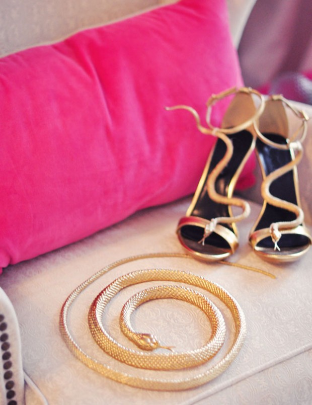 DIY gold snake shoes and belt