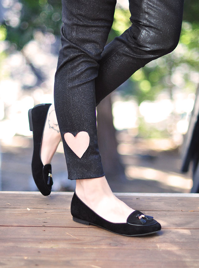 DIY heart ankle jeans