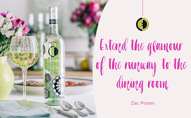 Dressed by Zac floral pinot grigio bottle for ecco domani