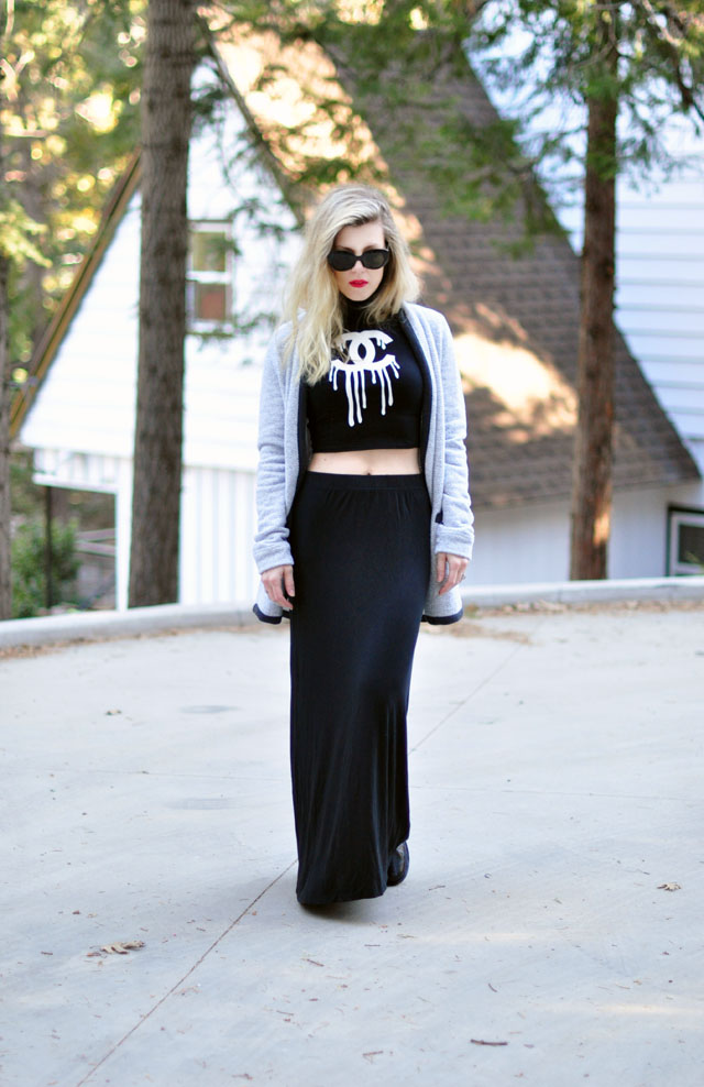 Dripping Cs crop top and maxi skirt-