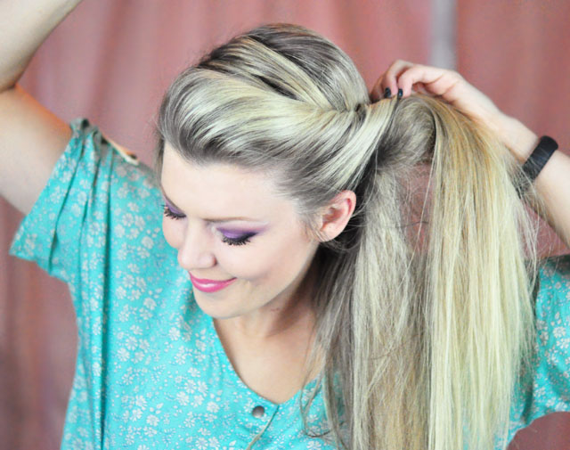 Elsa hair tutorial -before- twist and bun-2