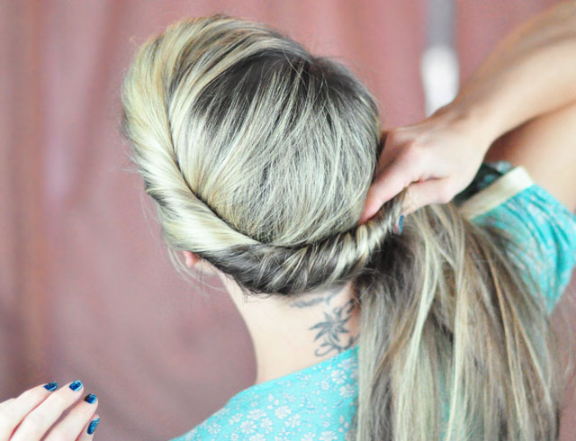 Elsa hair tutorial -before- twist and bun-3