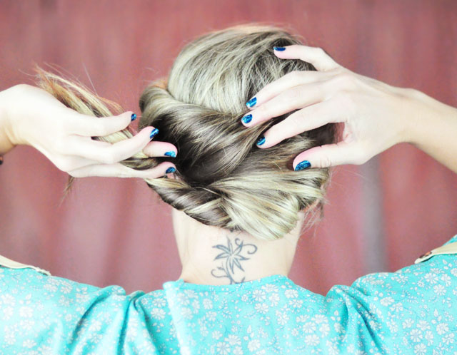 Elsa hair tutorial -before- twist and bun-5