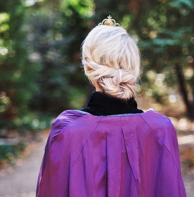 Elsa twist and bun hair tutorial - back   -messy version