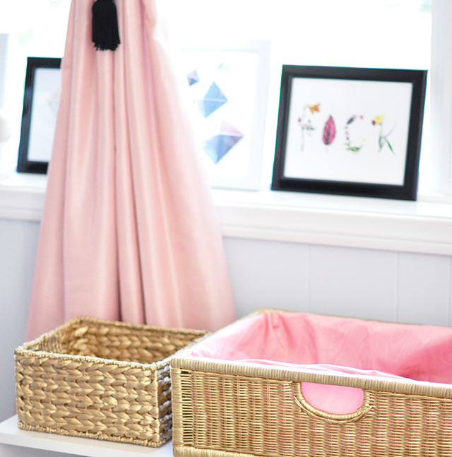 Fabric lined gold basket