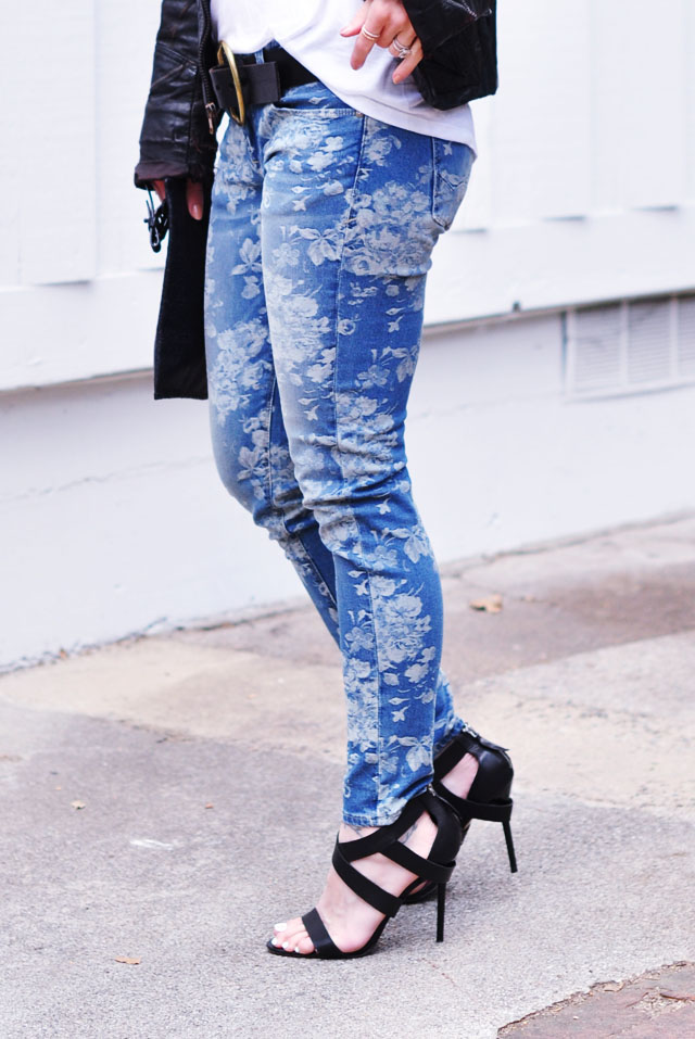 Floral Jeans and Leather