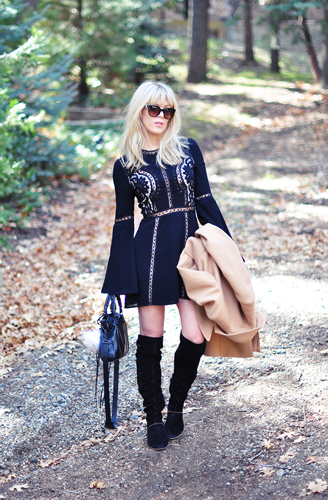 Free People little black dress_suede boots