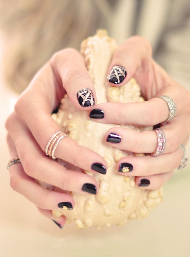 Halloween Nail Art-Spider  Webs