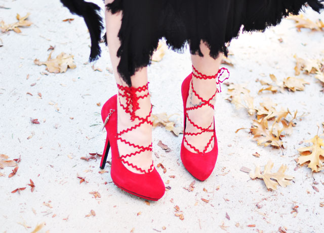 Lace up platform pumps - red heels