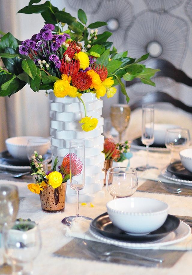 Mixed textures tablescape_Wildflowers