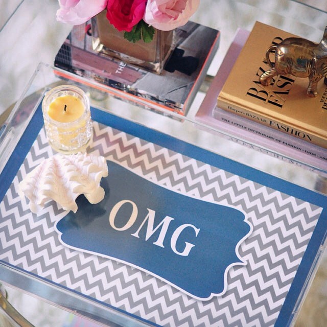 OMG monogram lucite tray