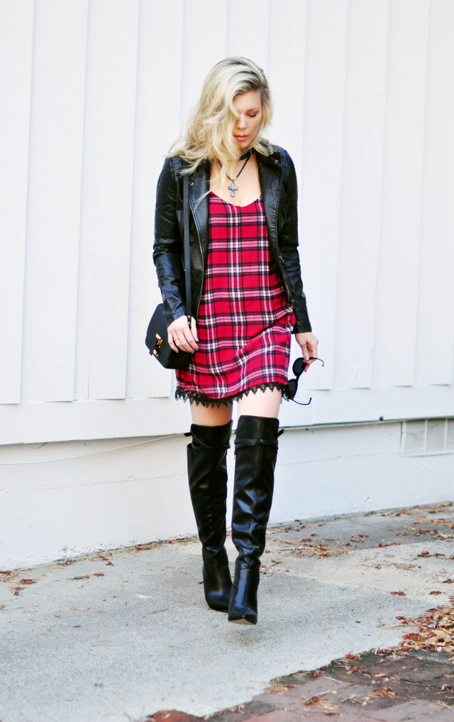 plaid dress with boots